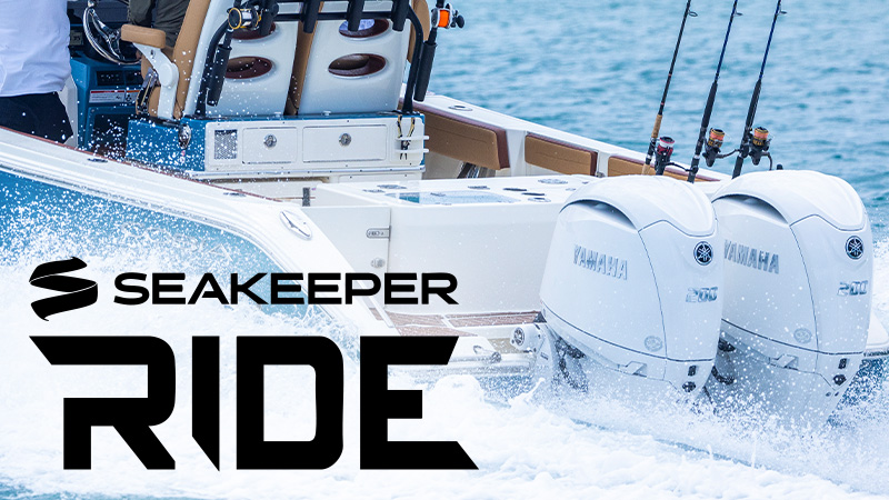 265 CC Open close up of back of boat and ride logo