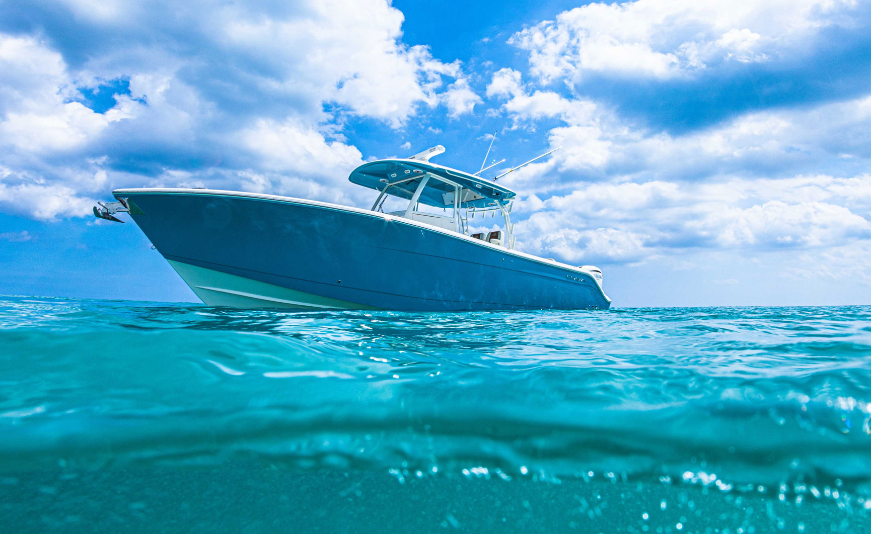 350 boat on blue water